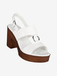 Women's leather sandals with high heels