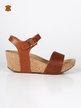 Women's leather sandals with wedge and platform
