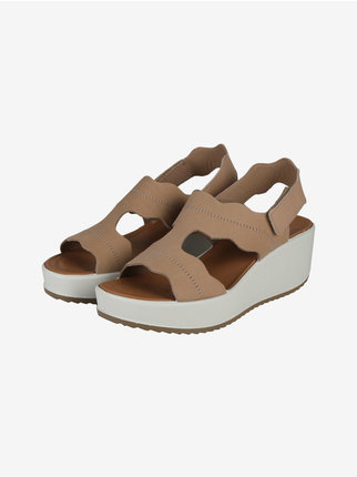 Women's leather sandals with wedge