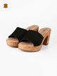 Women's leather slippers with heel and platform