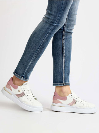 Women's leather sneakers with glitter