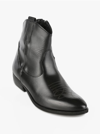 Women's leather Texan ankle boots