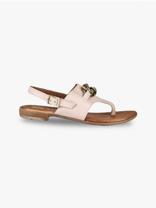 Women's leather thong sandals
