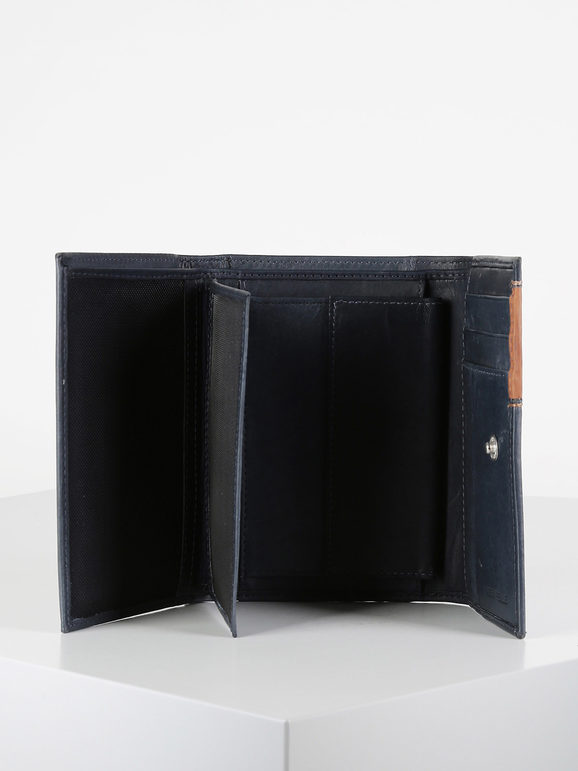 Women's leather wallet with button