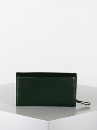 Women's leather wallet with button