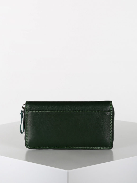 Women's leather wallet with zip