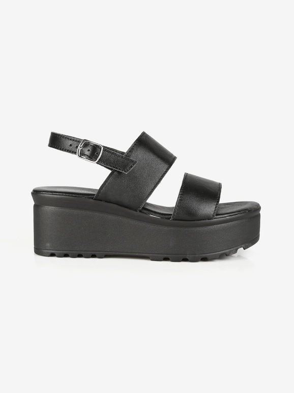Women's leather wedge sandals