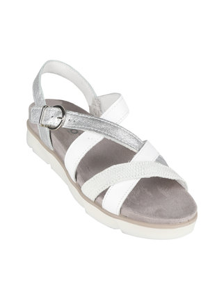 Women's leather wedge sandals
