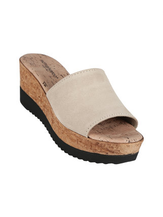 Women's leather wedge slippers