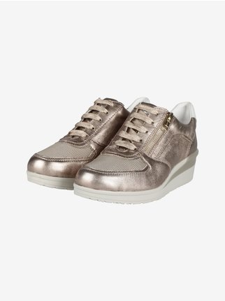 Women's leather wedge sneakers