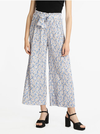 Women's lightweight floral wide-leg trousers