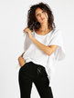 Women's linen blouse with batwing sleeves