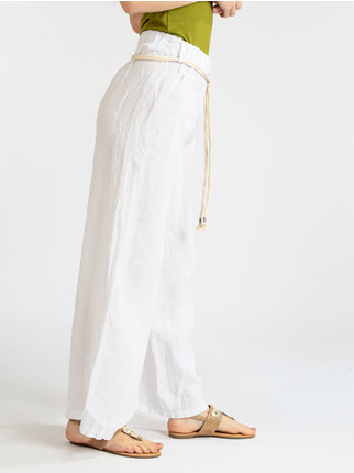 Women's linen trousers with waistband
