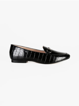 Women's loafers with crocodile print