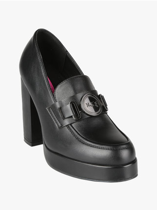 Women's loafers with heel and plateau