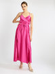 Women's long dress in satin with slit