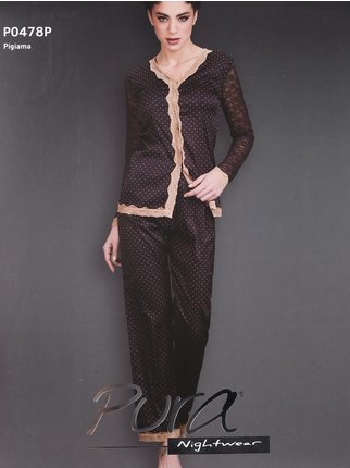 Women's long open pajamas with lace