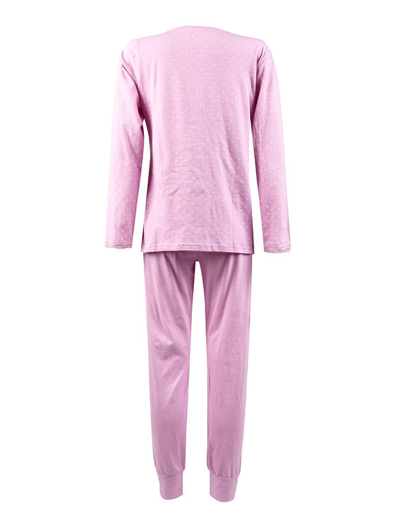 Women's long pajamas in cotton with lace