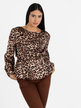 Women's long-sleeved blouse with animal print