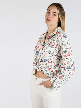 Women's long-sleeved shirt with prints