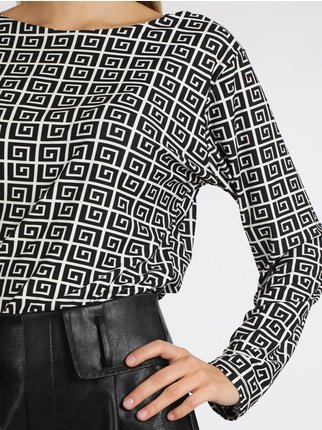 Women's long-sleeved shirt with two-tone print