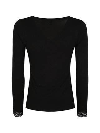 Women's long-sleeved underwear shirt with lace