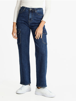Women's loose jeans with big pockets
