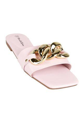 Women's low slippers with chain