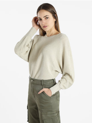 Women's lurex sweater with batwing sleeves