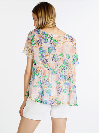 Women's maxi blouse with floral print