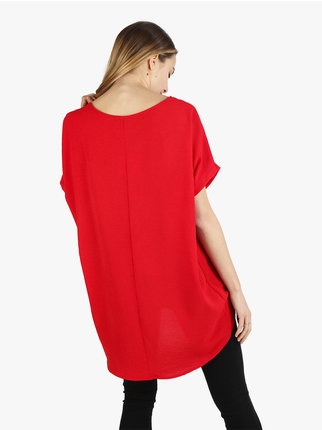 Women's maxi blouse with short sleeves