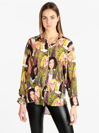 Women's maxi shirt with prints