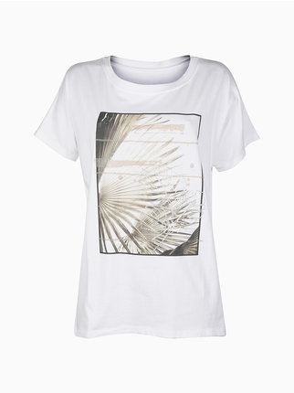 Women's maxi t-shirt with drawing print