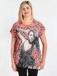 Women's maxi t-shirt with print and rhinestones