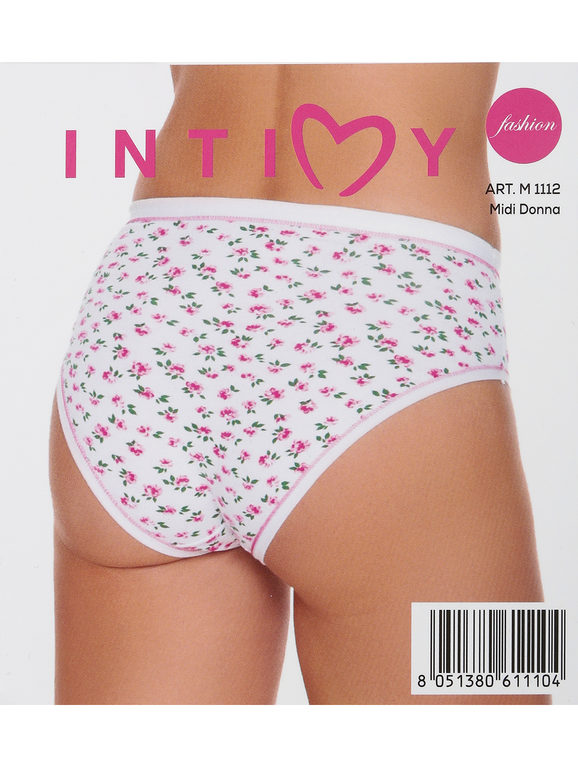 Women's midi briefs in cotton with flowers