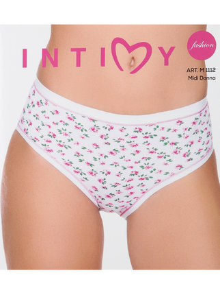Women's midi briefs in cotton with flowers