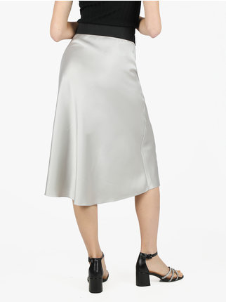 Women's midi skirt in satin effect fabric