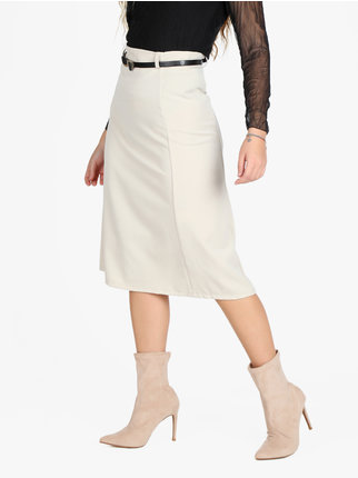 Women's midi skirt with belt
