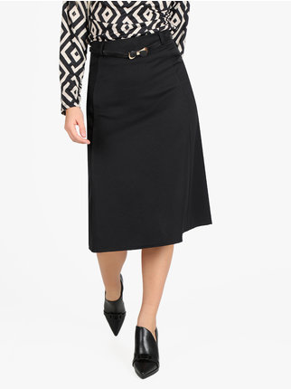 Women's midi skirt with belt