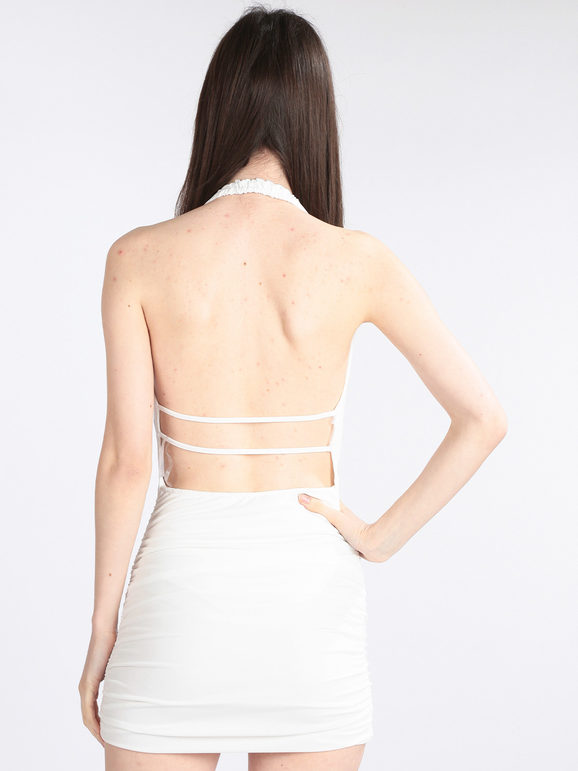 Women's mini dress with open back and shoulders