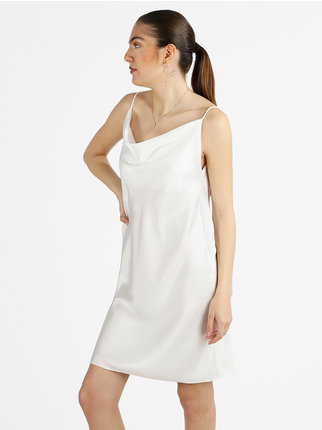 Women's mini dress with waterfall neckline