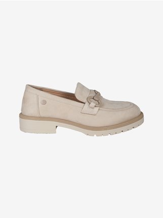 Women's moccasins in suede fabric
