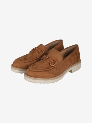 Women's moccasins in suede fabric
