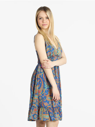 Women's multicolor patterned silk dress