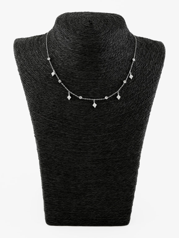 Women's necklace with pendants and rhinestones