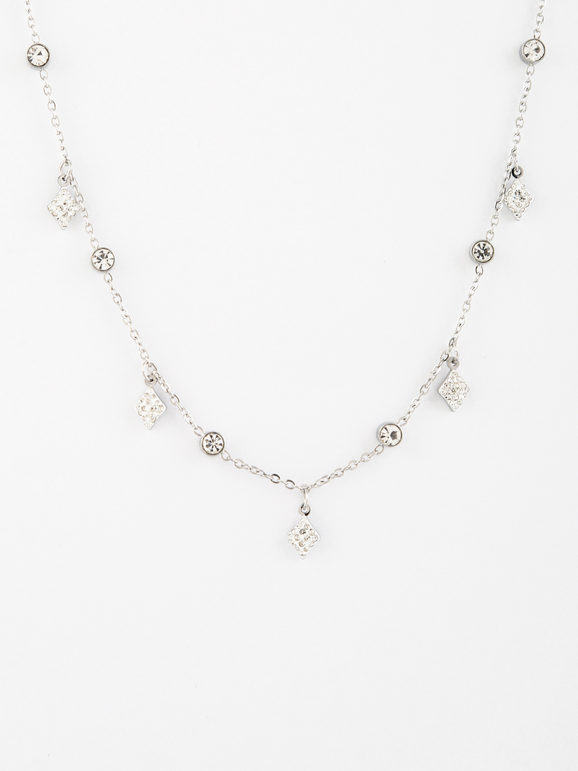 Women's necklace with pendants and rhinestones