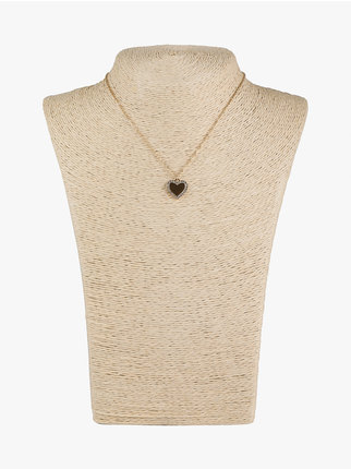 Women's necklace with rhinestone heart pendant