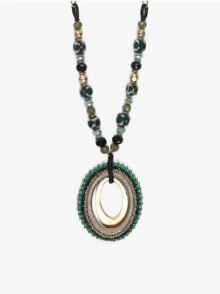 Women's necklace with stones and pendant