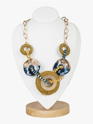 Women's necklace with stones and pendants