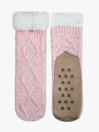 Women's non-slip slippers with fur interior
